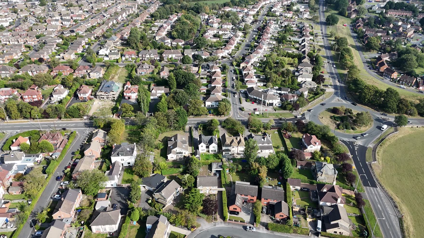 Aerial view of a Southwest Houston residential neighborhood